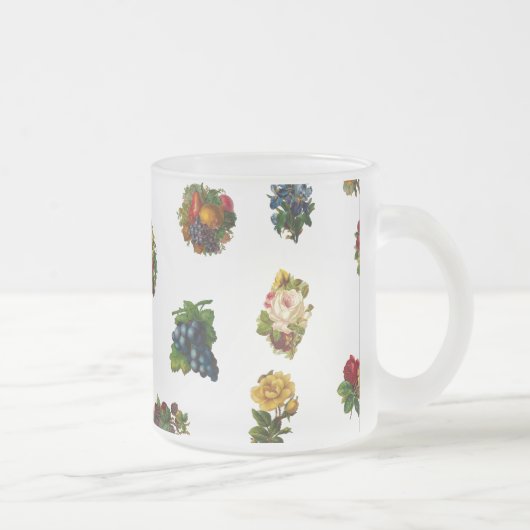 Vintages Obst und Blume Mattglastasse (Rechts)
