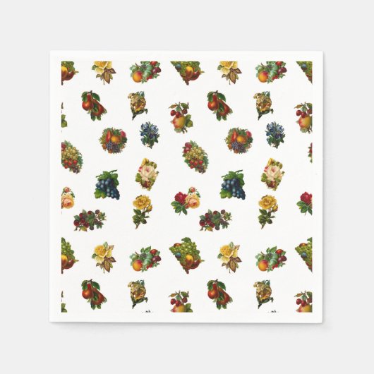 Vintages Obst und Blume Serviette (Vorderseite)