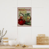 Vintages Obst und Gemüse Willkommen Freunde Küche Poster (Küche)