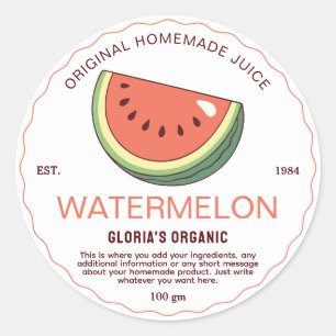 Vintages Obst Wassermelon Saft hausgemachte Produk Runder Aufkleber