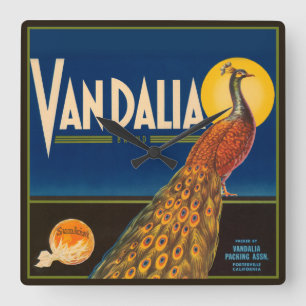 Vintages Obstkrautsiegel Quadratische Wanduhr