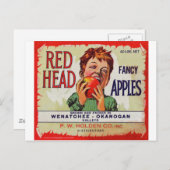 Vintages Obstlabel - Rote Kopfäpfel Postkarte (Vorne/Hinten)