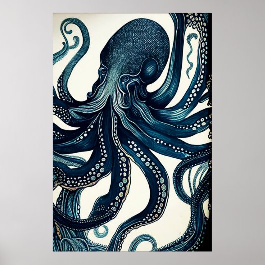 Vintages Octopus-Poster Poster (Vorne)