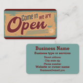Vintages offenes Geschäftszeichen im Retrostil Visitenkarte (Vorne/Hinten)