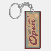 Vintages offenes Geschäftszeichen Retro-Café-Garag Schlüsselanhänger (Vorderseite links)