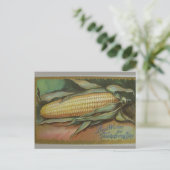 Vintages Ohr Mais Erntedank Grüße Postkarte (Stehend Vorderseite)