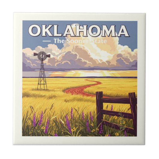Vintages Oklahoma Fliese (Vorderseite)