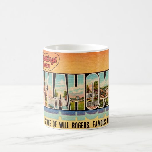 Vintages Oklahoma Grußkarte Kaffeetasse (Mittel)