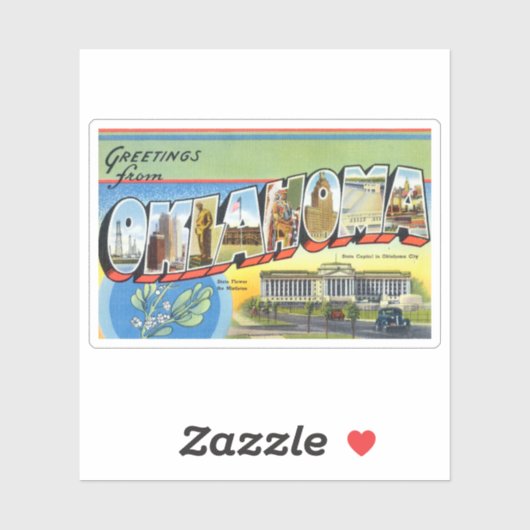 Vintages Oklahoma, kundenspezifisch geschnitten Vi Aufkleber (Blatt)