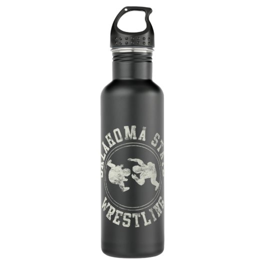 Vintages Oklahoma Staat Wrestling Logo Edelstahlflasche (Vorderseite)
