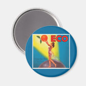 Vintages Öko Orange Magnet (Vorderseite/Rückseite)