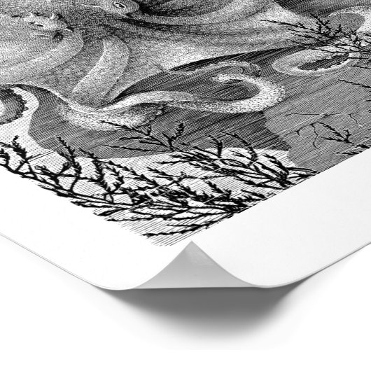 Vintages Oktopus individuell anpassbares Poster (Ecke)