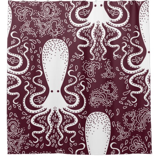 Vintages Oktopus-Muster. Duschvorhang (Vorderseite)