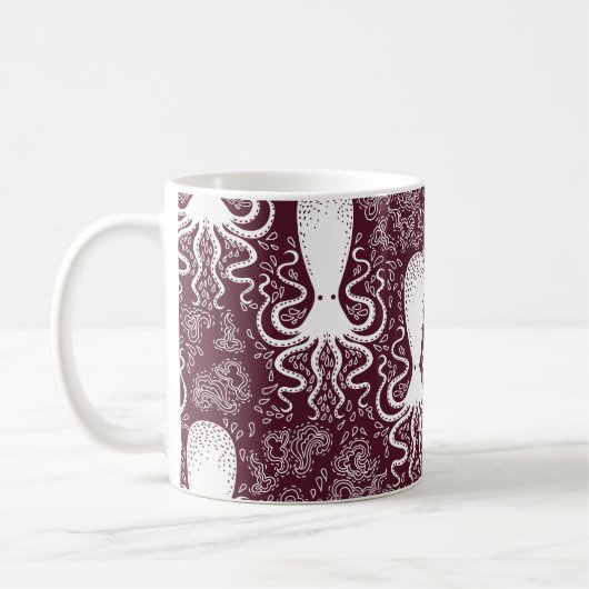 Vintages Oktopus-Muster. Kaffeetasse (Links)