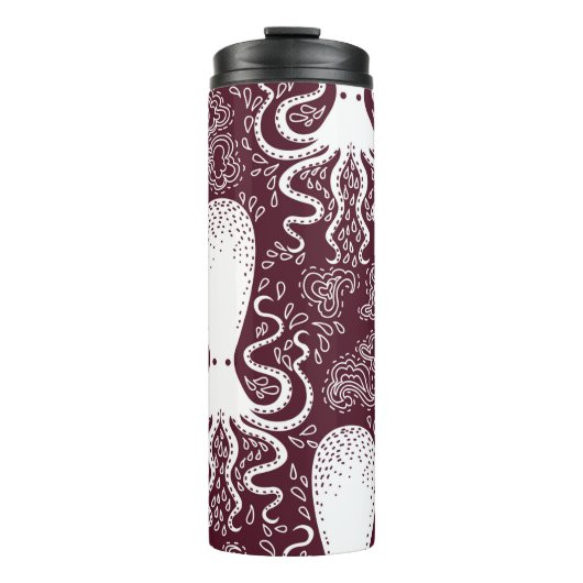 Vintages Oktopus-Muster. Thermosbecher (Vorderseite)