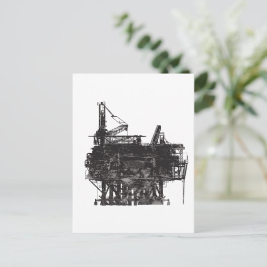 Vintages Ölbohrinsel Postkarte (Stehend Vorderseite)
