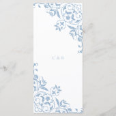 Vintages Old Money Dusty Blue Hochzeitsmenü Menükarte (Rückseite)