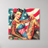 Vintages Old School Tattoo Button Up Leinwanddruck (Vorderseite)