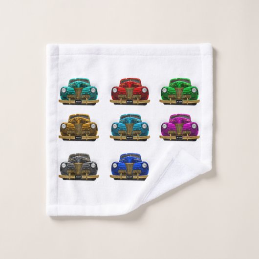 Vintages Oldtimer Badhandtuch Set (Waschlappen)