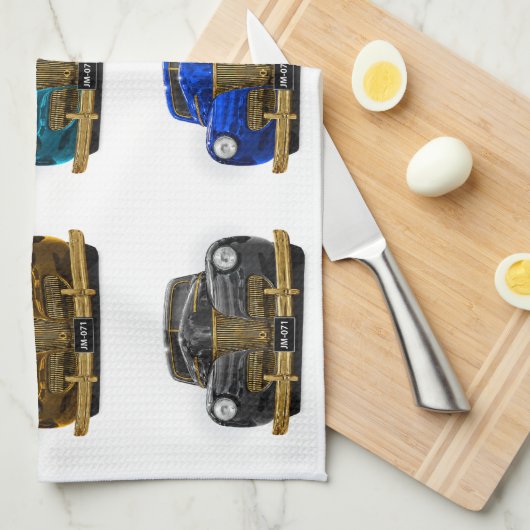 Vintages Oldtimer Geschirrtuch (Viertel Falte)