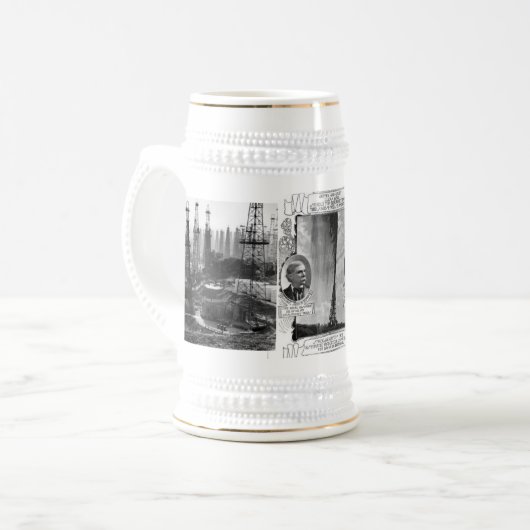 Vintages Ölfeld Bierglas (Vorderseite Links)