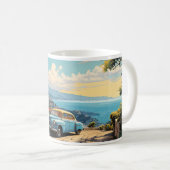Vintages Ölgemälde für klassische Autos Kaffeetasse (VorderseiteRechts)
