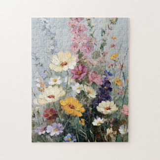 Vintages Ölgemälde von Wildblumen Puzzle