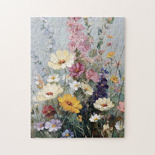Vintages Ölgemälde von Wildblumen Puzzle (Vertikal)