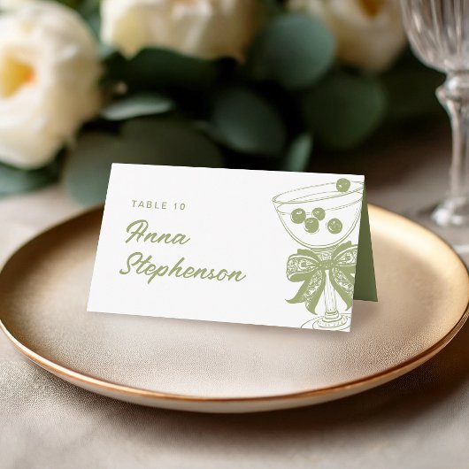 Vintages Olivenöl Chinoiserie Champagnerglas Platzkarte