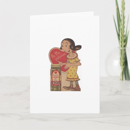 Vintages Olivenöl Valentine Feiertagskarte (Vorderseite)