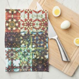 Vintages, opak-kaleidoskopisches Mosaik Geschirrtuch