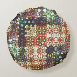 Vintages, opak-kaleidoskopisches Mosaik Rundes Kissen