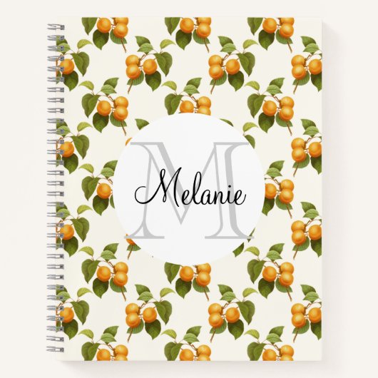 Vintages Orange Apricot Wasserfarbmuster Monogramm Notizblock (Vorderseite)