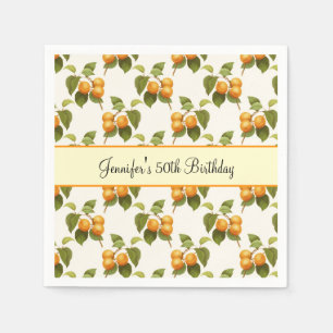 Vintages Orange Apricots Wasserfarben Muster Party Serviette