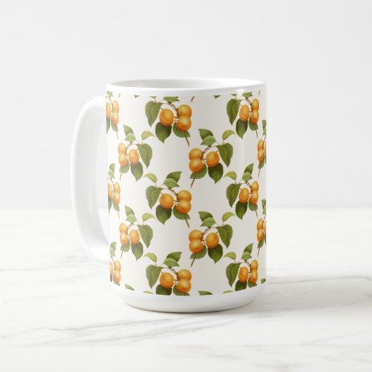 Vintages Orange Apricots Wasserfarbmuster Kaffeetasse (Vorderseite Links)