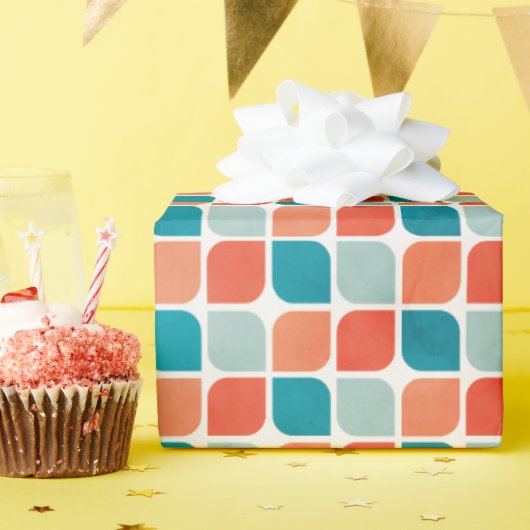 Vintages Orange & Aquamarines Mittelalter Moderne Geschenkpapier (Geburtstagsparty)