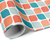 Vintages Orange & Aquamarines Mittelalter Moderne Geschenkpapier (Rolleneckpunkt)