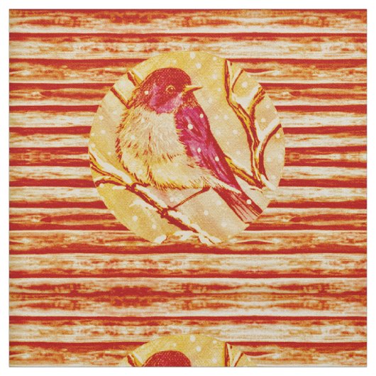 Vintages Orange Bird Fabric Stoff (Muster)