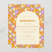 Vintages Orange Floral Brautparty Einladung (Vorne/Hinten)