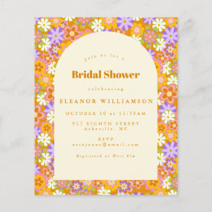 Vintages Orange Floral Brautparty Einladung