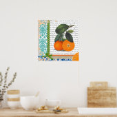Vintages Orange Fruchtküchenkunst Poster (Küche)