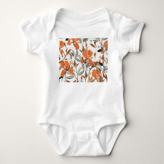 Vintages Orange Iris Blumenmuster Baby Strampler (Vorderseite)