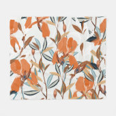 Vintages Orange Iris Blumenmuster Fleecedecke (Vorderseite (Horizontal))