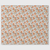 Vintages Orange Iris Blumenmuster Geschenkpapier (Flach)