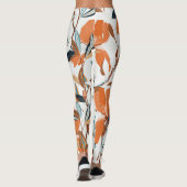 Vintages Orange Iris Blumenmuster Leggings (Rückseite)