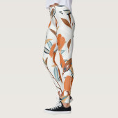Vintages Orange Iris Blumenmuster Leggings (Links)