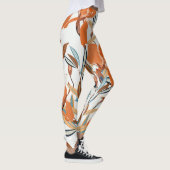 Vintages Orange Iris Blumenmuster Leggings (Rechts)