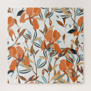 Vintages Orange Iris Blumenmuster Puzzle