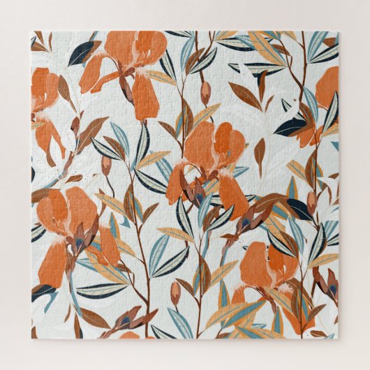 Vintages Orange Iris Blumenmuster Puzzle (Vertikal)