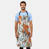 Vintages Orange Iris Blumenmuster Schürze (Getragen)